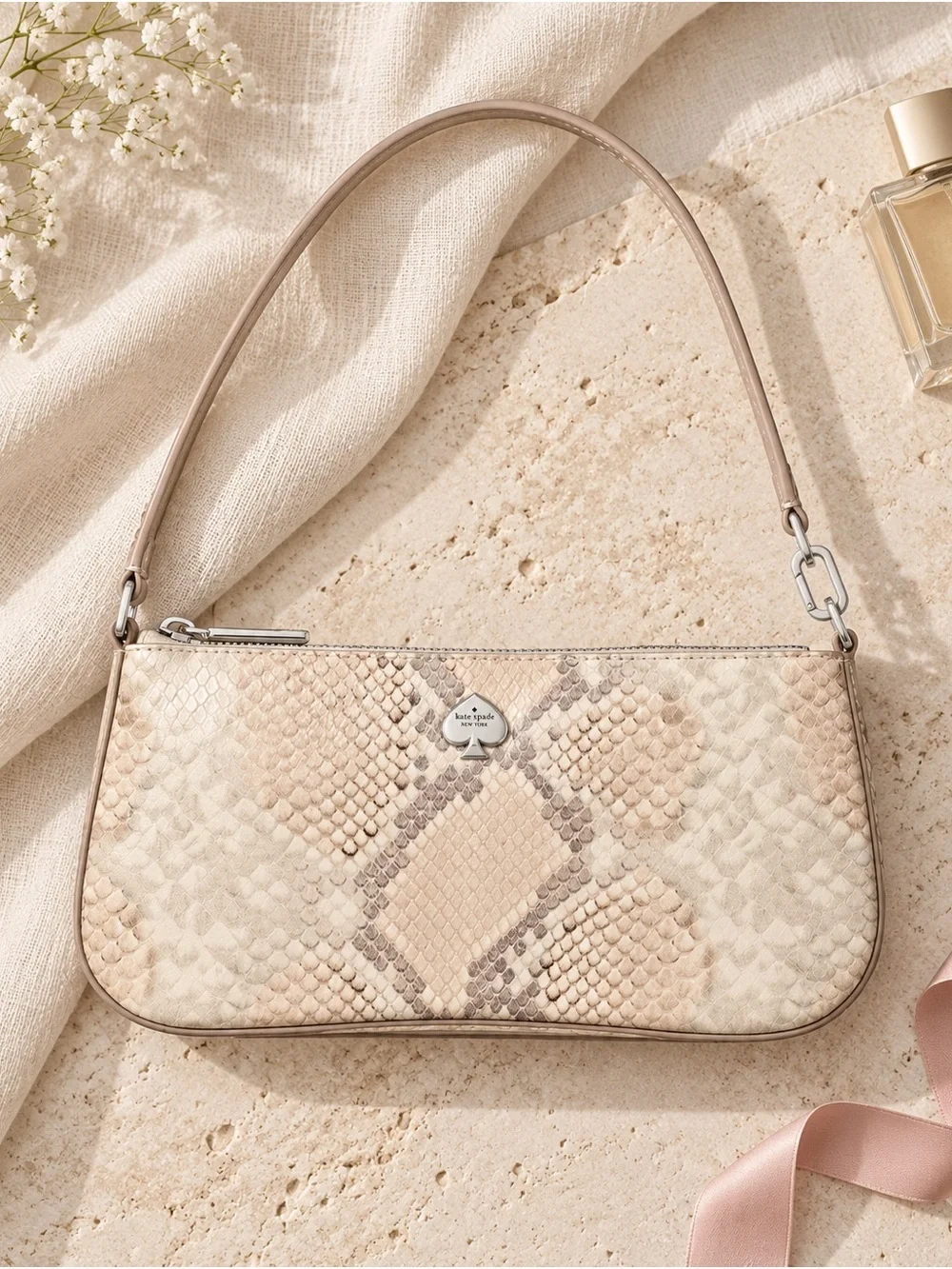Kate Spade Kayla Snake Embossed Convertible Wristlet Pink Multi NWT